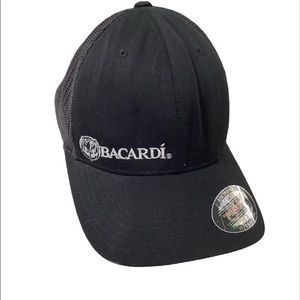 Bacardi bat flex fit by yupoong fitted baseball black cap size adult unisex